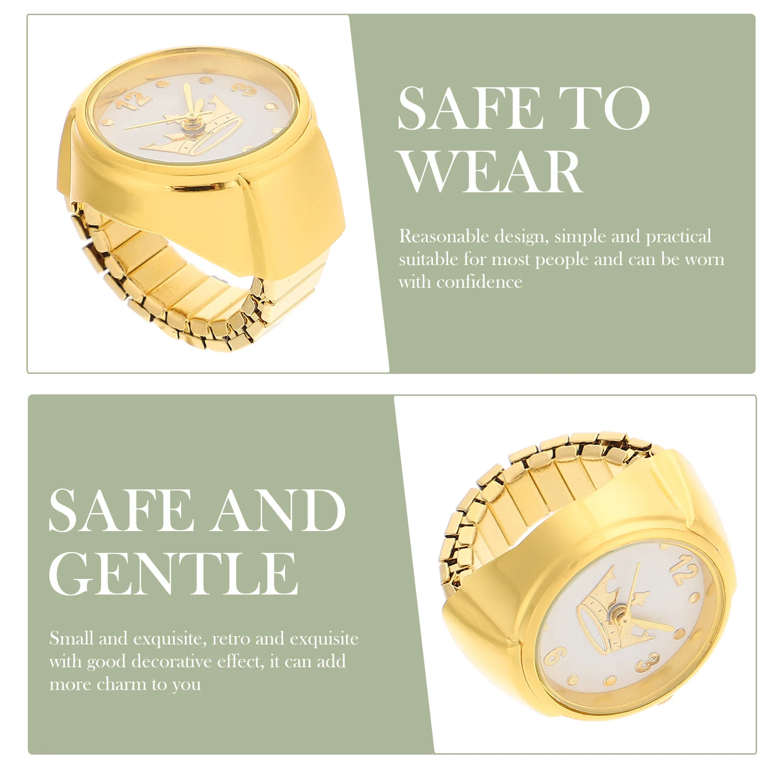 Crown Ring Watch Premium Material Small Retro Style Decorative Watch Ring for Daily Wear Comfortable Fit People Decor