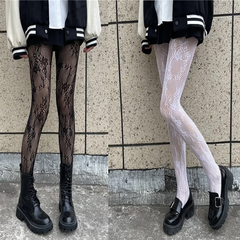 

2024 Модные женские сексуальные носки с вырезами, черные, белые женские усовершенствованные рыболовные сетки, нейлоновые эластичные облегающие носки для девочек
