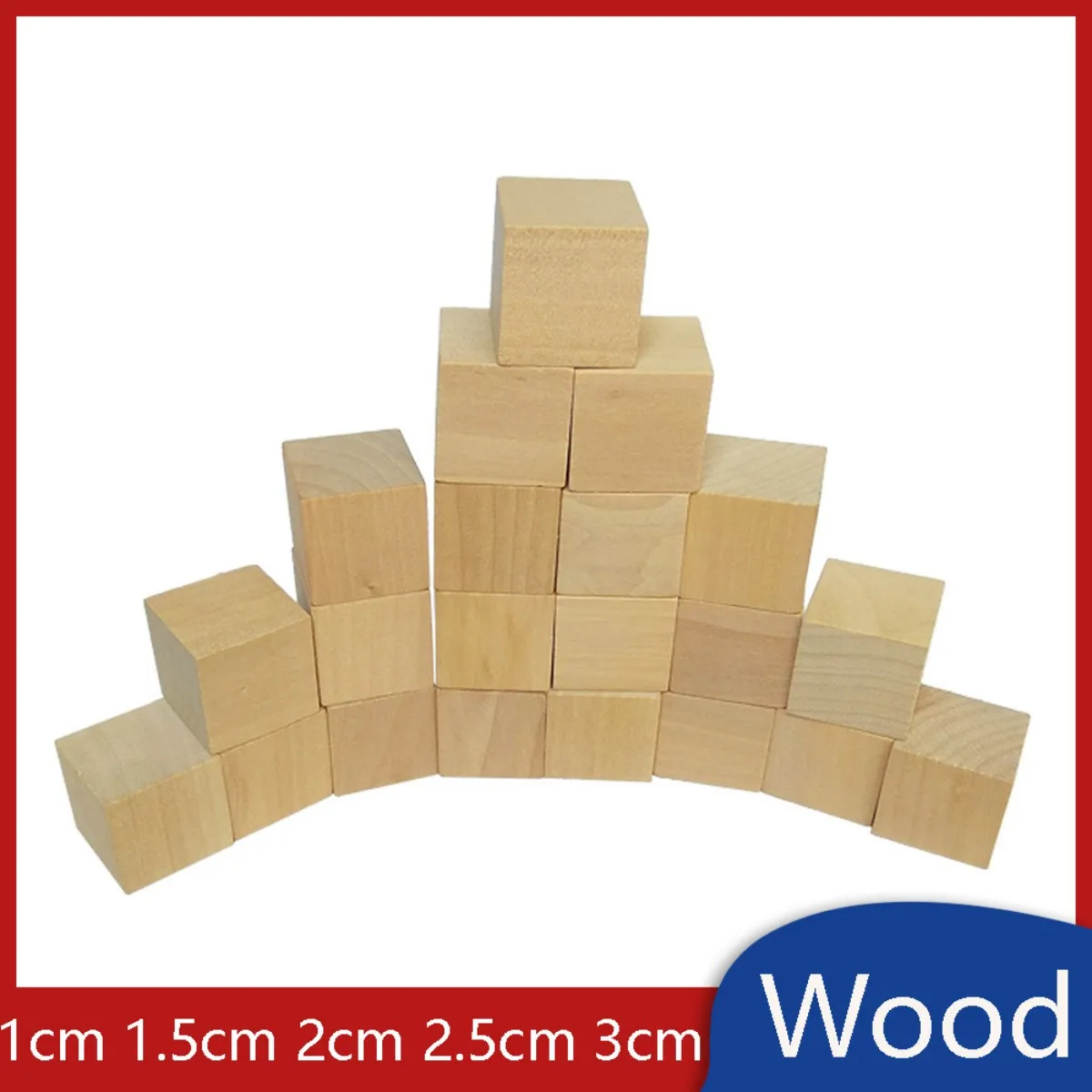 Mini Wood Cube Block Solid Cubic Wooden Timbers 1cm-3cm Woodworking Materials for DIY / Decorating / Small Figurine Bases