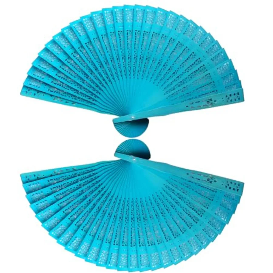 Foldable Hand Fan and Fans Handheld - 2-Pack Chinese Vintage Folding Fans with Sandalwood Scent, Hollow Carving for Wedding/Bir