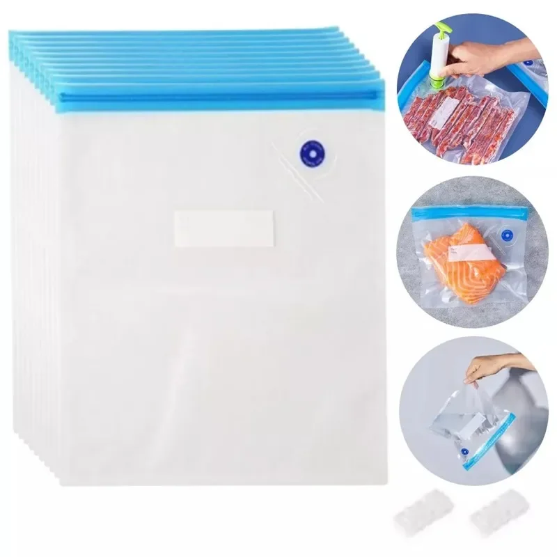 15/20Pcs Vacuum Sealed Food Bags Food Storage Bag with Sealing Pump Household Food Sealer Air Valve Bag Sealing Small Large Size