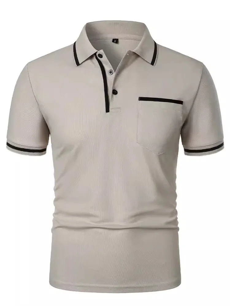 

Повседневная мужская футболка ort Sve, летняя модная новая облегающая футболка высокого класса для отдыха с отложным воротником, цветная спортивная...