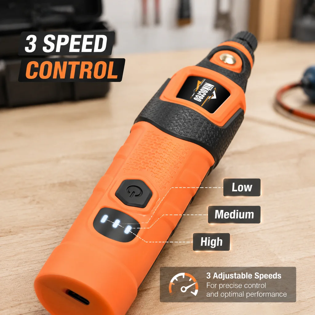USB Rechargeable Electric Grinding Pen Cordless Rotary Tool 3‑Speed Portable Mini DIY Tool for Wood Carving Polishing Manicure