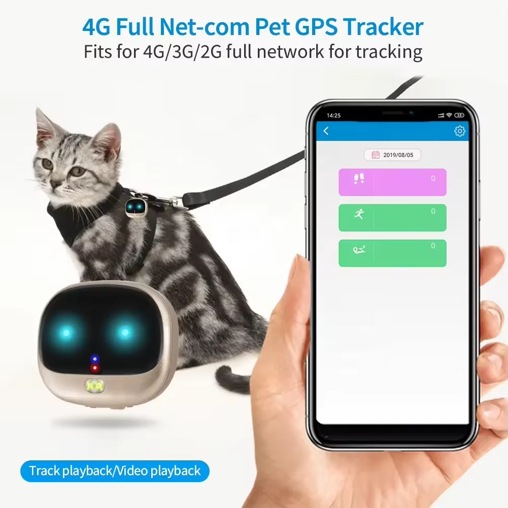 4G Waterproof Gps Tracker Pet LED Rolling Light Anti Lost Gps Mini Locator Tracker Collar for Dogs Long Standby Cat Accessories