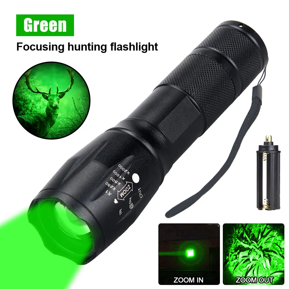 8000LM Red Green LED Flashlight High Power Powerful LED Tactical Military Torch USB Camping Lanterna Waterproof Self Defence Lam
