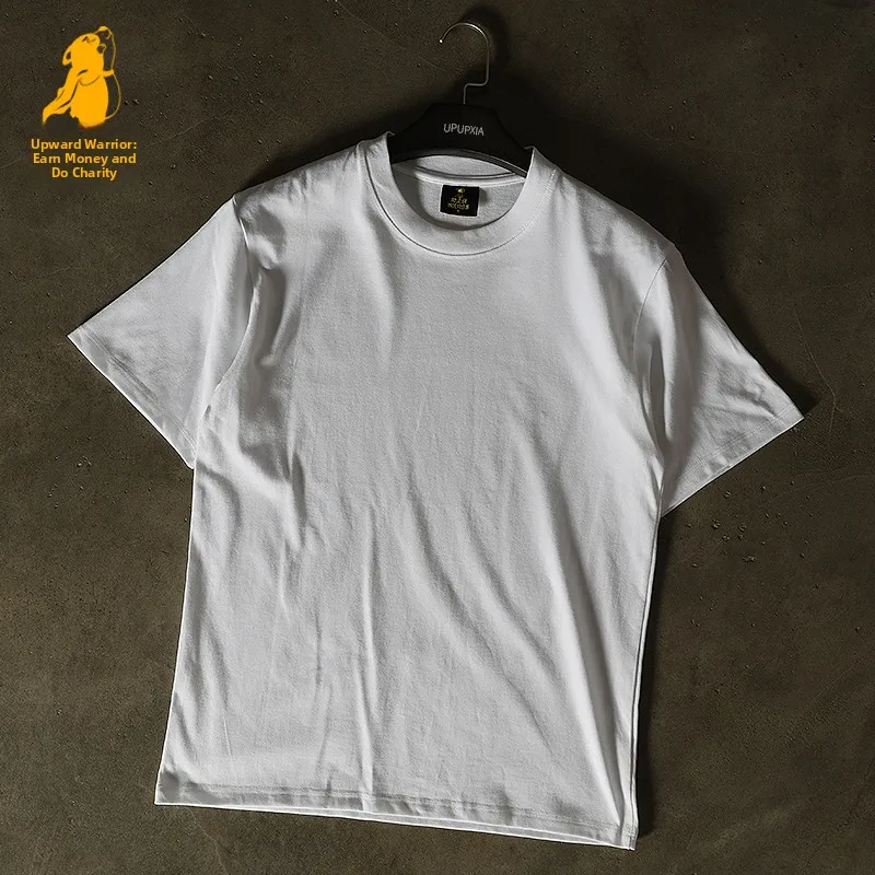 Loose Fit Cotton T-Shirt Unisex Short Sleeve Double Thread UPUPXIA Hero Print Sweat Absorbent round Neck Casual Summer Top