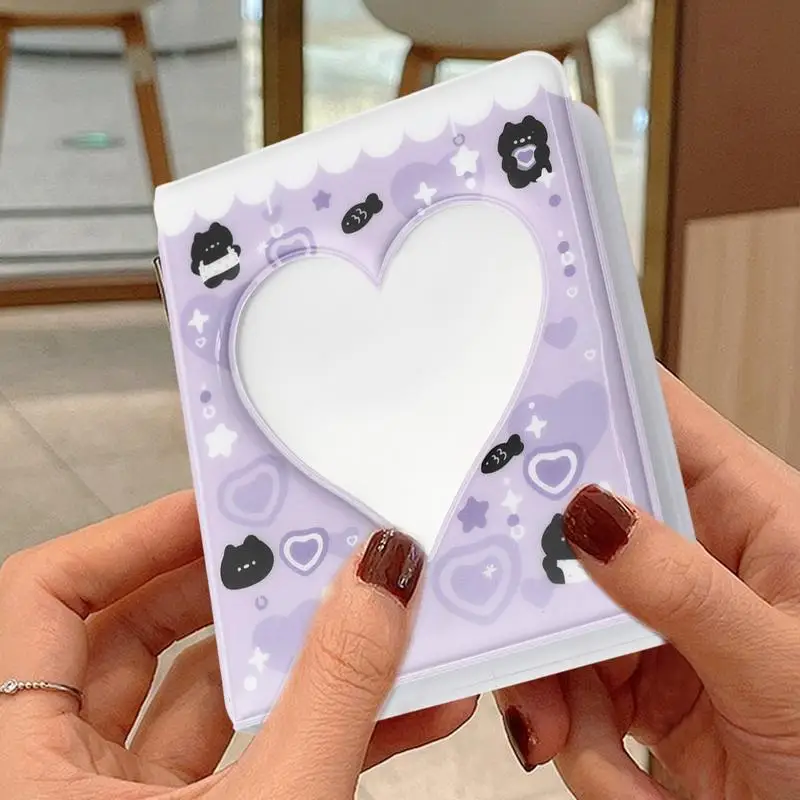 3 Inch Photo Card Holder Transparent Heart Pictures Organizer Hollow Photo Cards Collection Book For Photos Cards Postcards