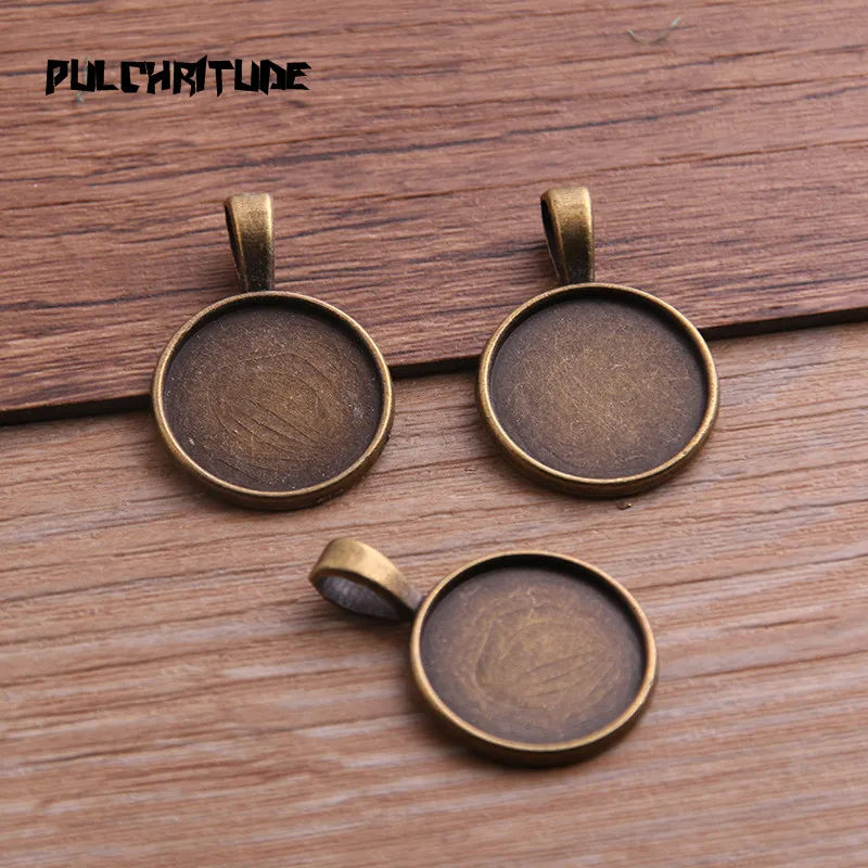 6 Chiếc 18/20/25/30Mm Kích Thước Bên Trong Hai Màu Kim Loại Hợp Kim Tròn Đơn Giản Cabochon Mặt Dây Chuyền thiết Lập Trang Sức Phát Hiện