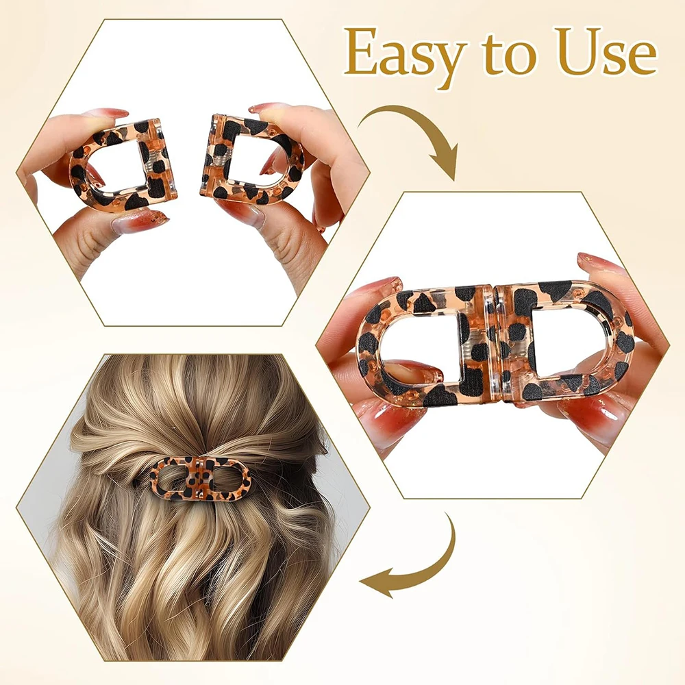 Detachable Magnetic Hair Clip for Women, 2-in-1 Hair Barrette, Black Tortoiseshell Styling Clip, Fashion Hair Accessory