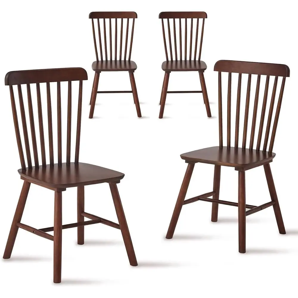 

Set of 4 Wooden Spindle Back Dining Chairs, Solid Wood for Kitchen or Living Room, Suitable for Home and Restaurant Use