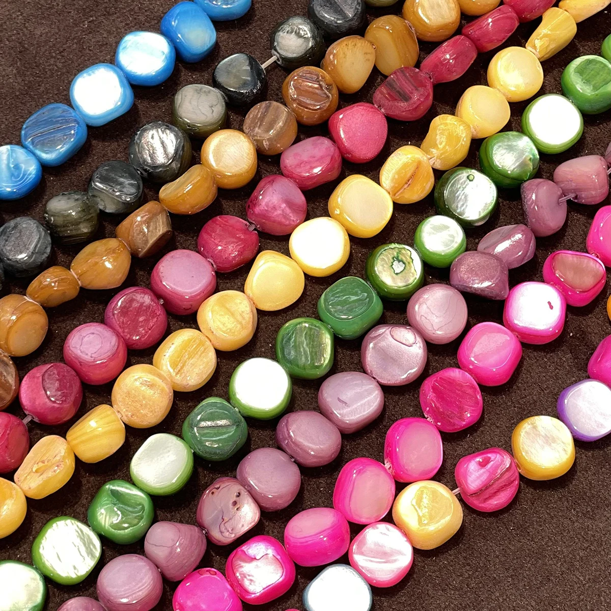 8mm Dyed Natural Shell Beads Irregularly Shaped Through-Hole Beads for Jewelry Making DIY Necklaces Bracelets and Accessories