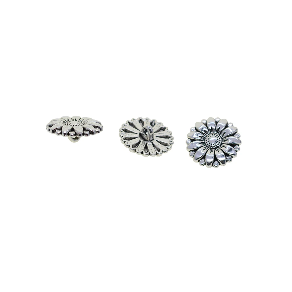 20 Pcs antique tibetan silver 18mm 0.7inch round daisy flower Garment Clothing Fastening 1 hole  Sewing Button jewelry DIy