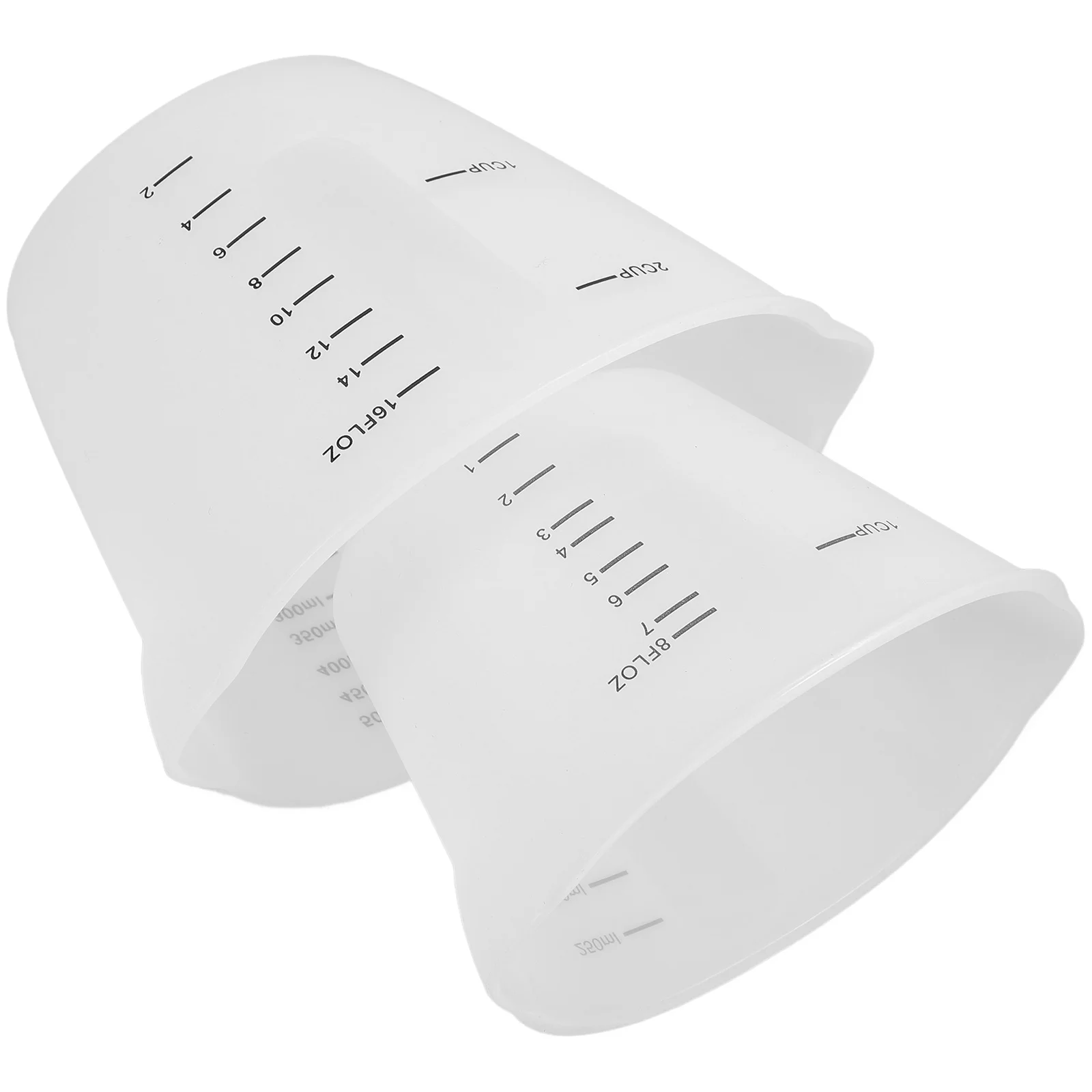 

2Pcs Silicone Measuring Cup Practical Graduated Kitchen Tool Easy Reading Scales Comfortable Grip for Baking Cooking Resin