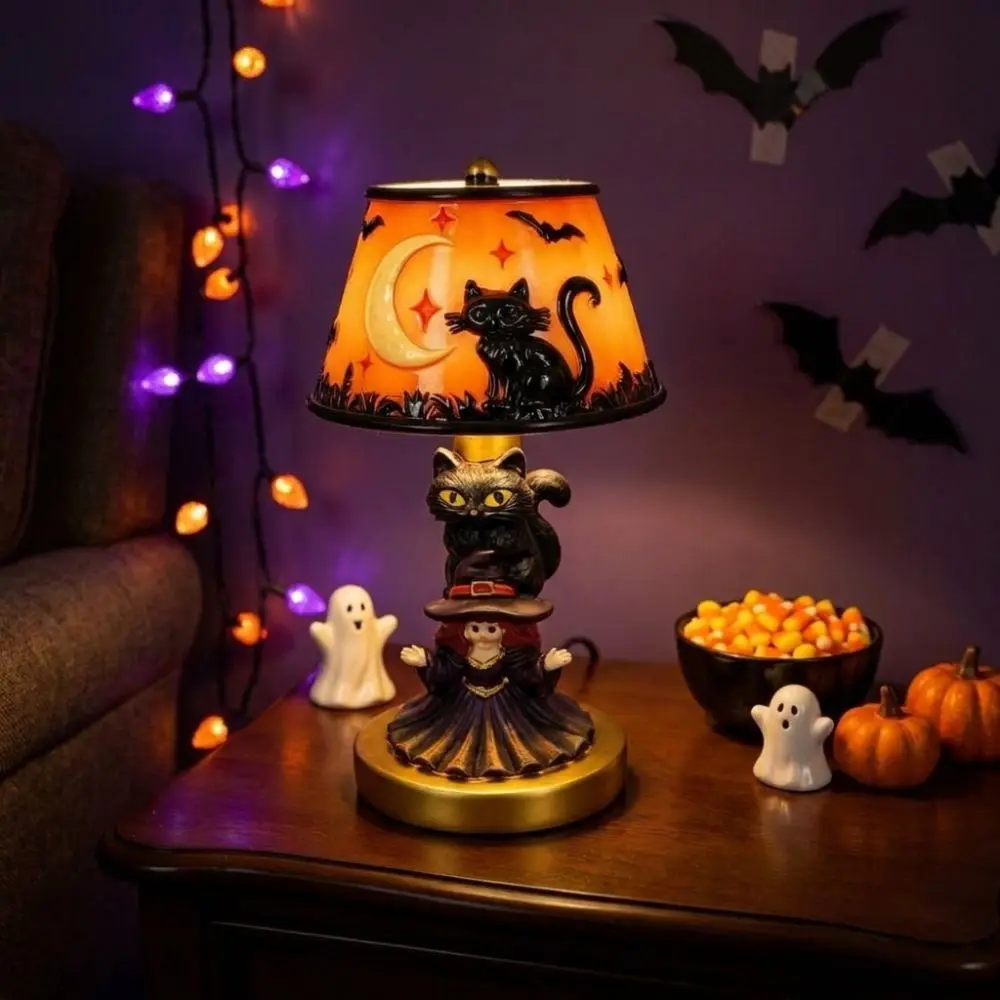painted-halloween-night-light-usb-powered-retro-glowing-resin-pumpkin-lamp-gothic-handcrafted-witch-hat-table-lamp-office-decor