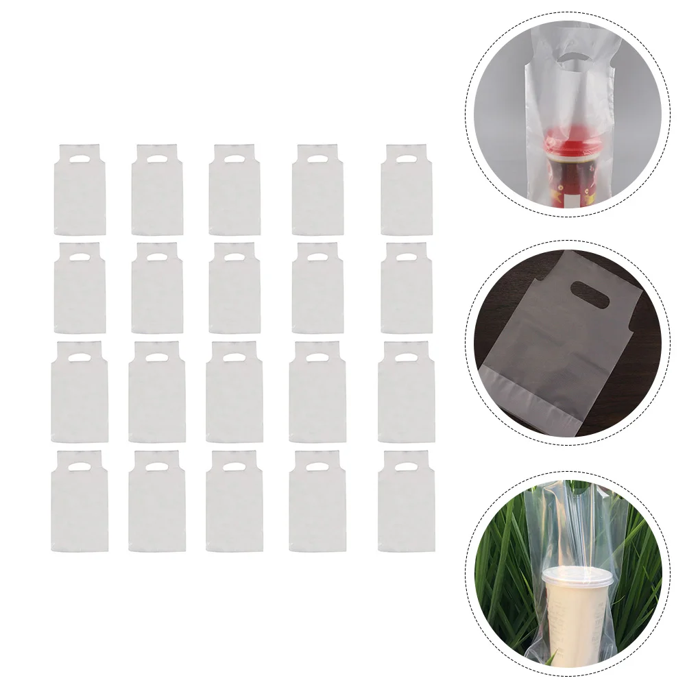 

200 Pcs Coffee Mugs Milk Tea Bag Take- Carry Beverage Pouches Clear Handle Juice Drinking Transparent Portable Out Cup Holder