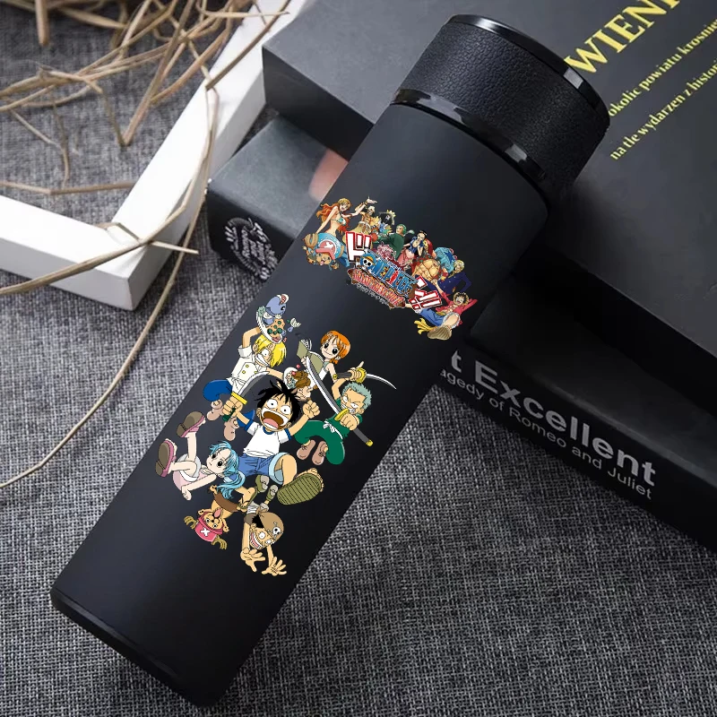 One Piece 304 Stainless Steel Thermos Cup Pattern Luffy Roronoa Zoro Action Figure High Capacity 500ML Drinking Water Bottle view 6