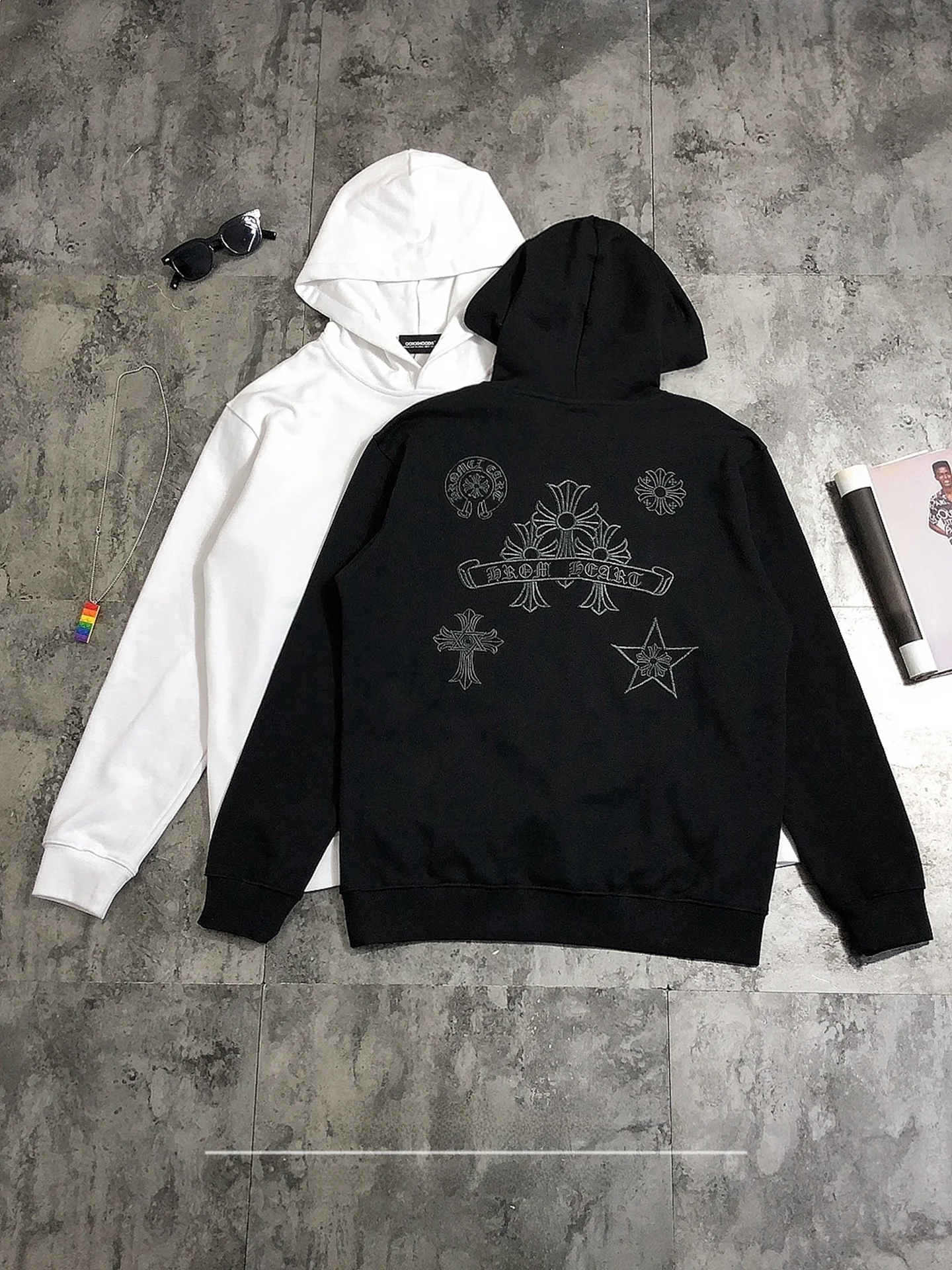 

High Quality Embroidered Hidden Cross Low Profile Luxury Oversize Hoodie Personality Women's Cotton Long Sleeve Sweatshirt