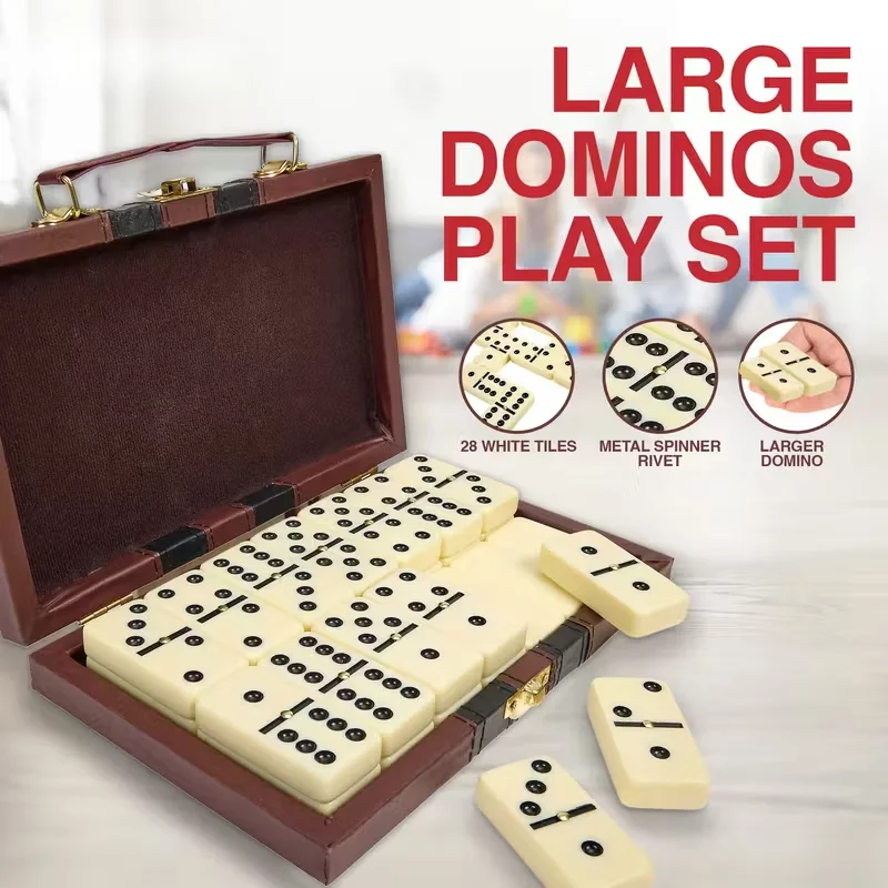 Double Six Domino Set -28 cajas dominó negras clásicas | Regalo ideal para Acción de Gracias, Halloween y Navidad. | Adecuado para la familia