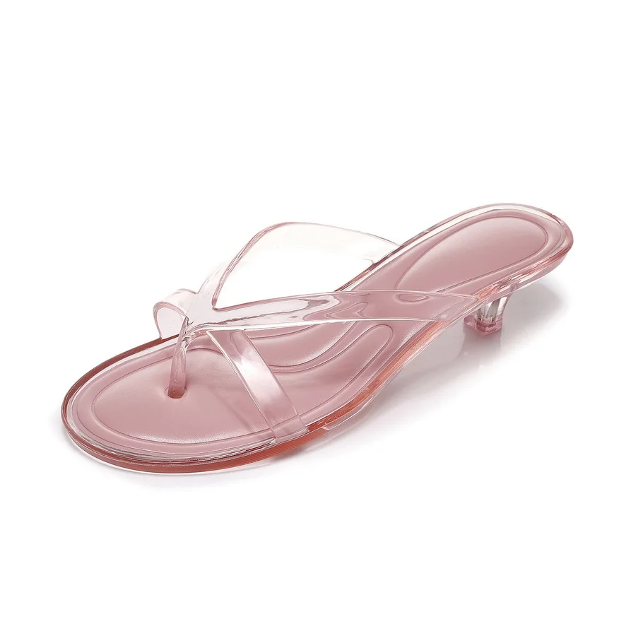 Minimalist Parisian Heeled PVC Sandals Women's Open Toe Post Kitten Heel Sleek Slip On Shoes Summer Casual Poolside Beach Sandal image 6