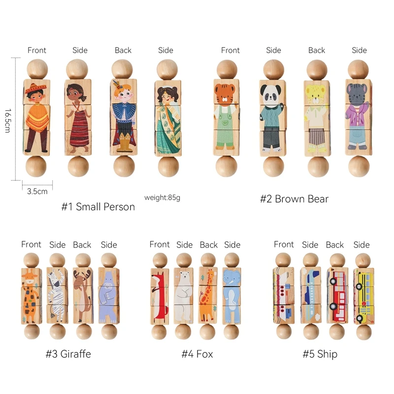 1PC ไม้เด็ก Rattle ของเล่นการ์ตูนหมุนบล็อกจับคู่ปริศนาของเล่นสําหรับเด็กวัยหัดเดินการออกกําลังกาย Hand Eye Montessori ของเล่นของขวัญ