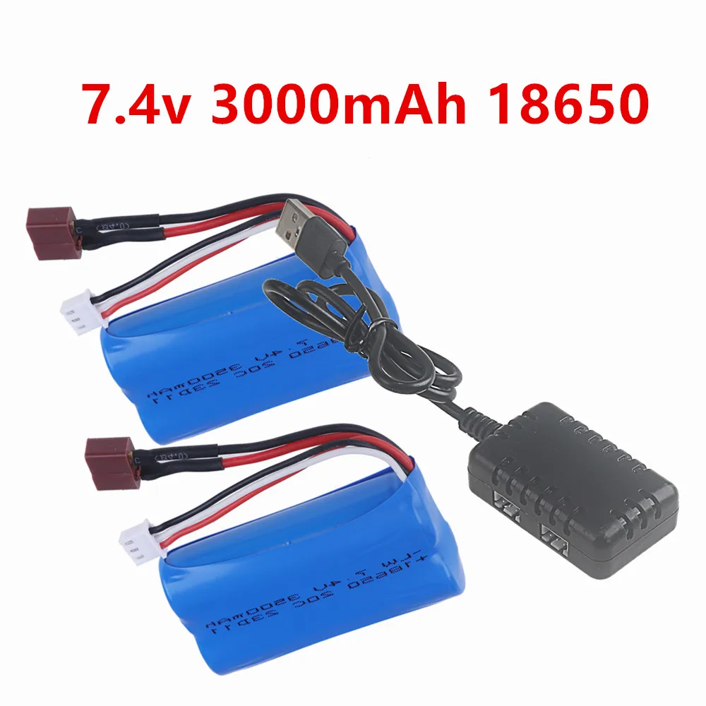 18650 Li-ion Battery for 10428/12428/12423 SCY-16101 SCY-16102 SCY-16103 RC Car Spare Parts 7.4V 3000mAh with charger