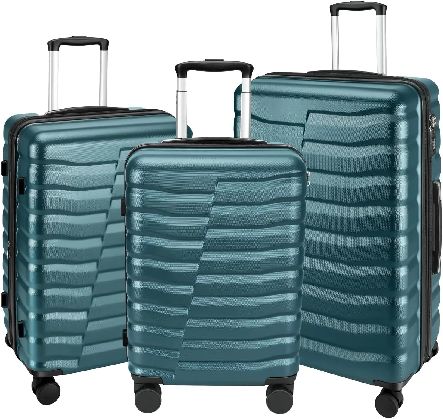 

Lightweight 3-Piece Hardside Luggage Set with Spinner Wheels, TSA Lock & YKK Zipper in Teal Blue (20+24+28 inch)