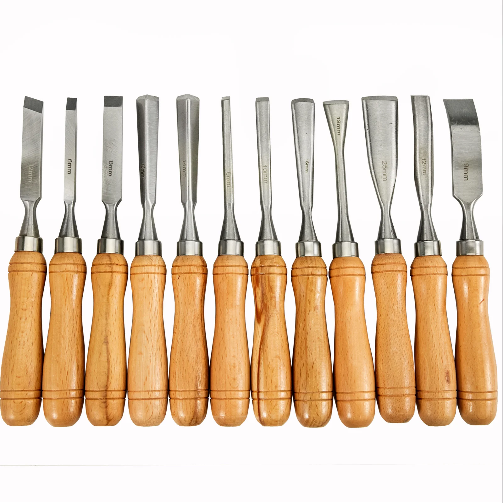SucceBuy 12PCS Houtsnijwerk Handbeitel Set Draaibank Mes DIY Draaien Houtbewerking Professionele Gutsen Houtbewerking Timmerwerk Gereedschap