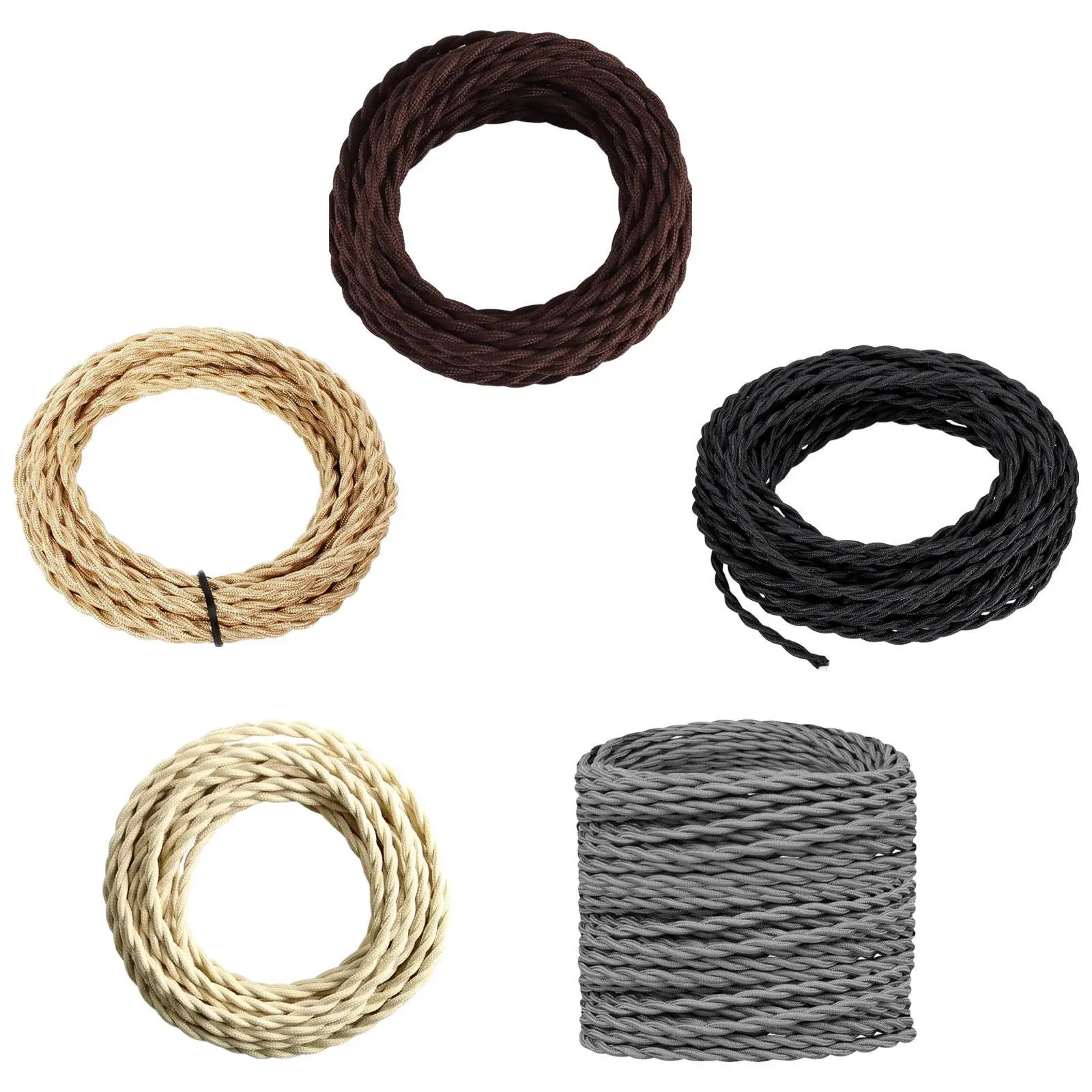 Twisted Rope Light Wire 10M Copper Twisted Pendant Light Cord Braided Lamp Wire Braided Nylon Electrical Wire DIY Projects