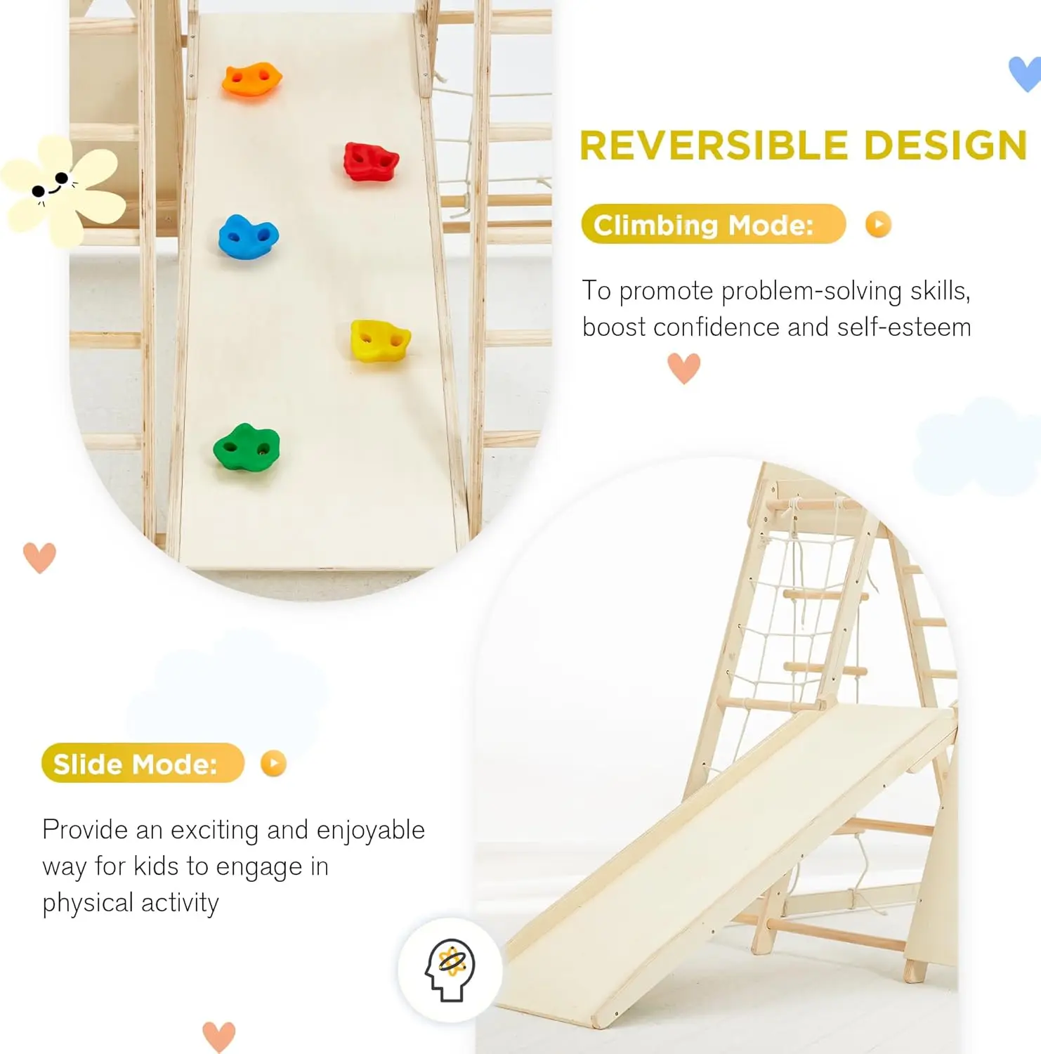 Indoor Jungle Gym, 9 in 1 Kids Indoor Playground, Climbing Toys for Kids with Climbing Wall, Slide, Monkey Bars, Rope Ladder and