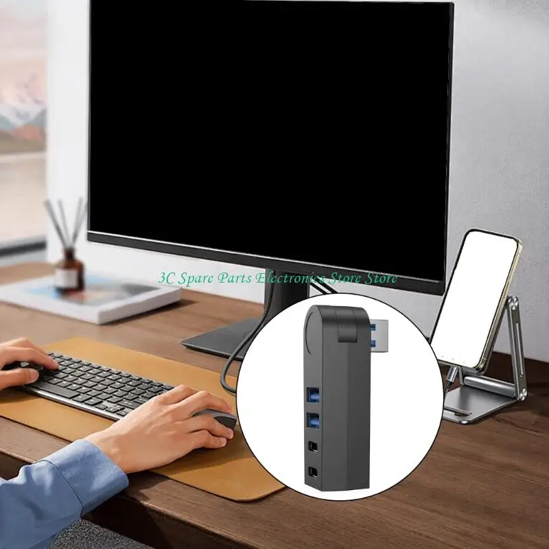 

SZ 270 Degree Rotatable 4 Port USB3.0 Fast Speed Data Transfer Splitter Box Adapter USB Expander For PC Laptop Accessories