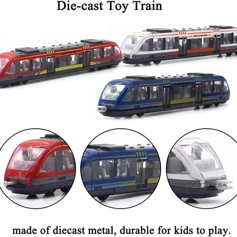 Juego de tren de juguete para niños, motor de locomotora de alta velocidad, modelo fundido a presión, tren de bala de metro deslizante vinculado, 1/3 Uds.
