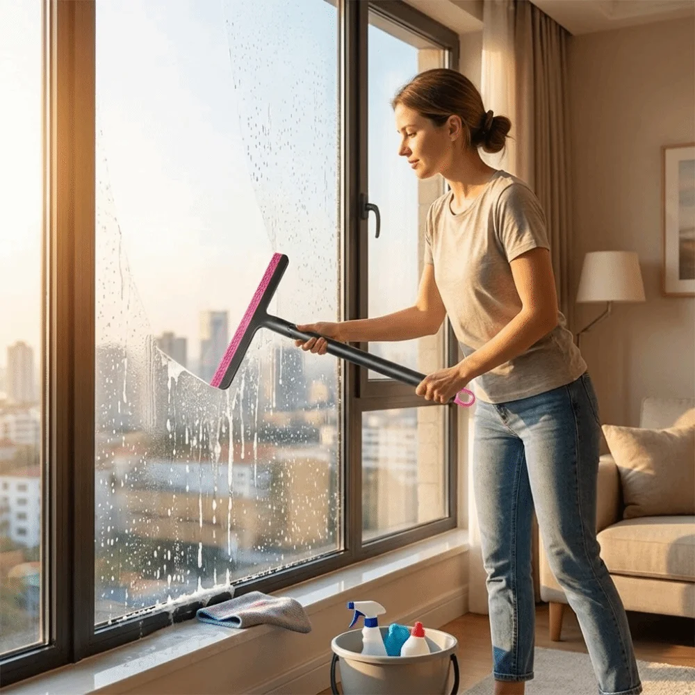 Cleaning Tool Multifunctional Short Handle Glass Wiper Efficient Hanging Shower Squeegee Plastic Window Cleaner Kitchen