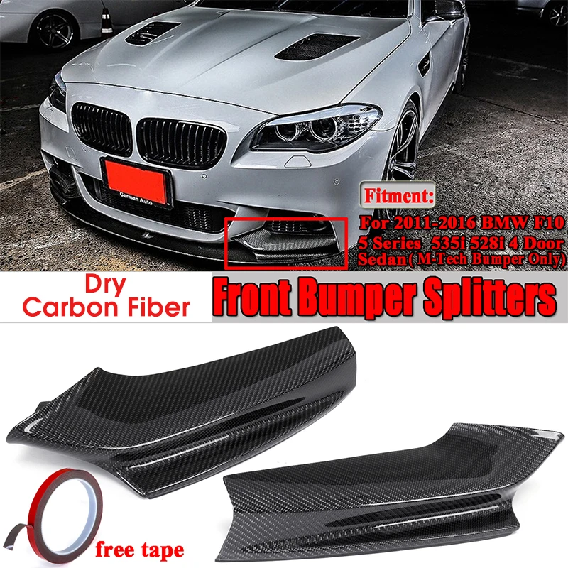 

Dry Carbon Fiber Car Front Bumper Splitters Lip Diffuser Body Kit Aprons Cover For BMW F10 5 Series 535i 528i M Sport 2011-2016