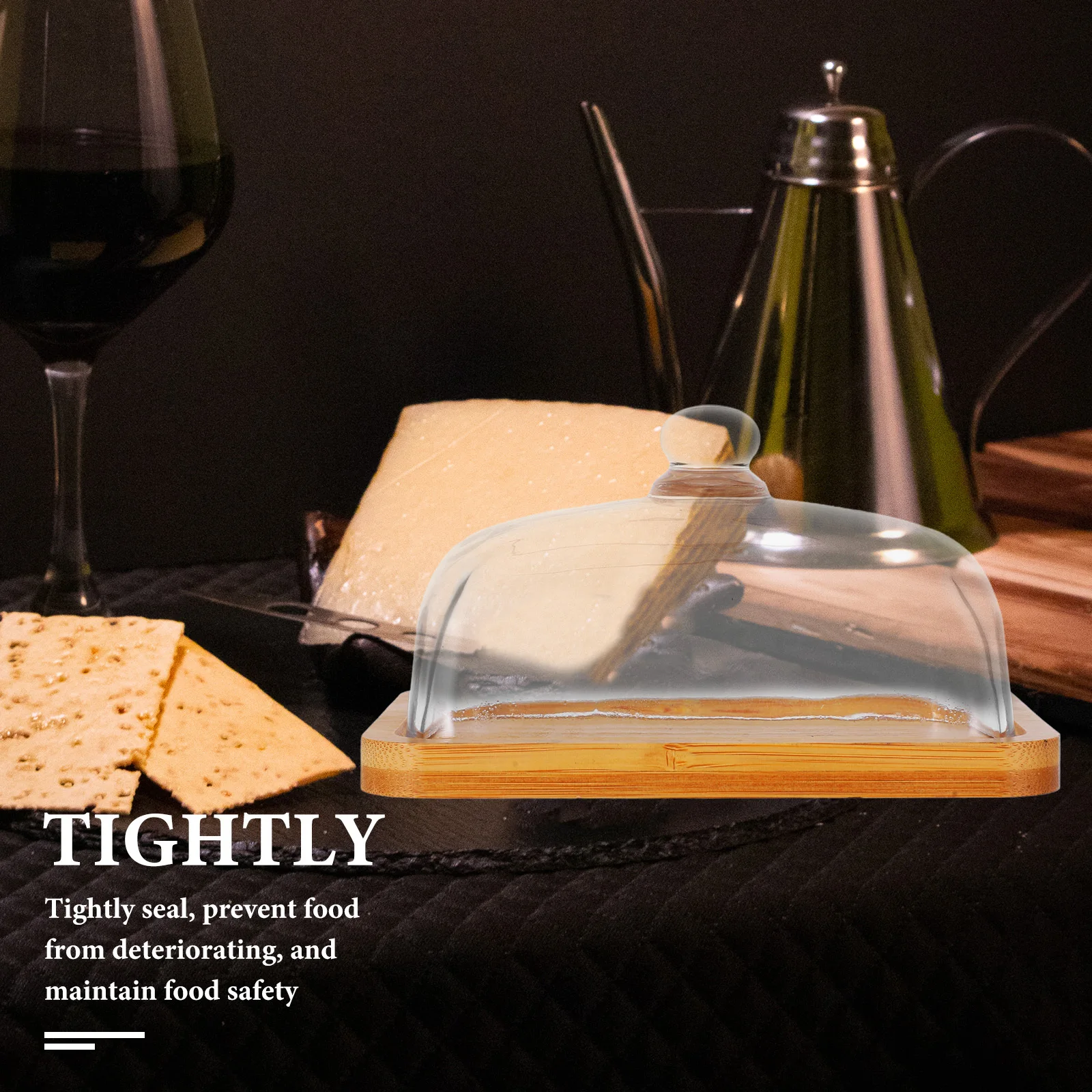 

Glass Butter Dish Rectangular Glass Cover Multi Purpose Butter Container Cheese Dessert Tray Freshness Preservation