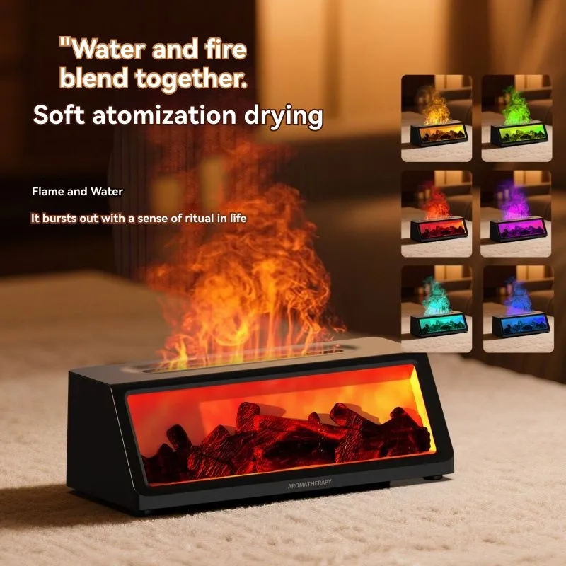 

TAIGH-Compact Electric Aromatherapy Diffuser With Remote Control,Timer-Flame Effect In Black/White