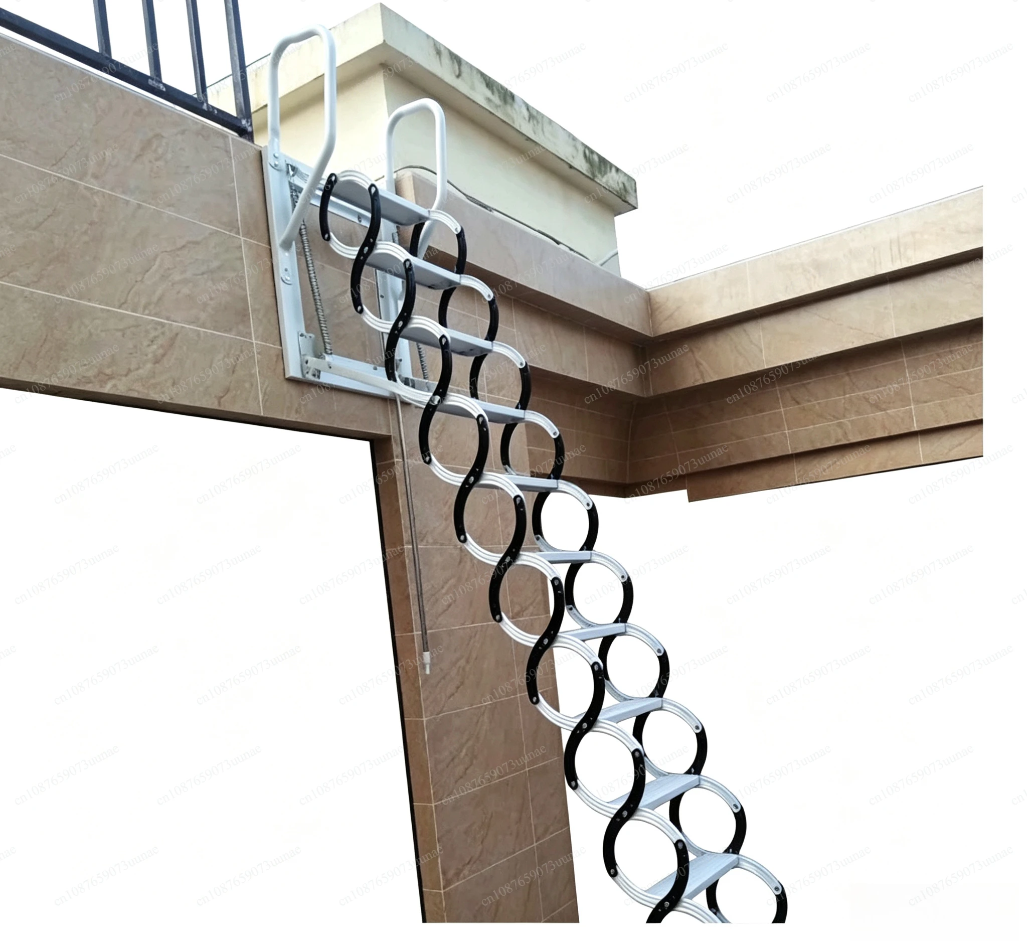carbon steel Lift Ladders for Home Indoor Space-saving Attic Telescopic Staircase Outdoor Wall-mounted Telescopic Step Ladder