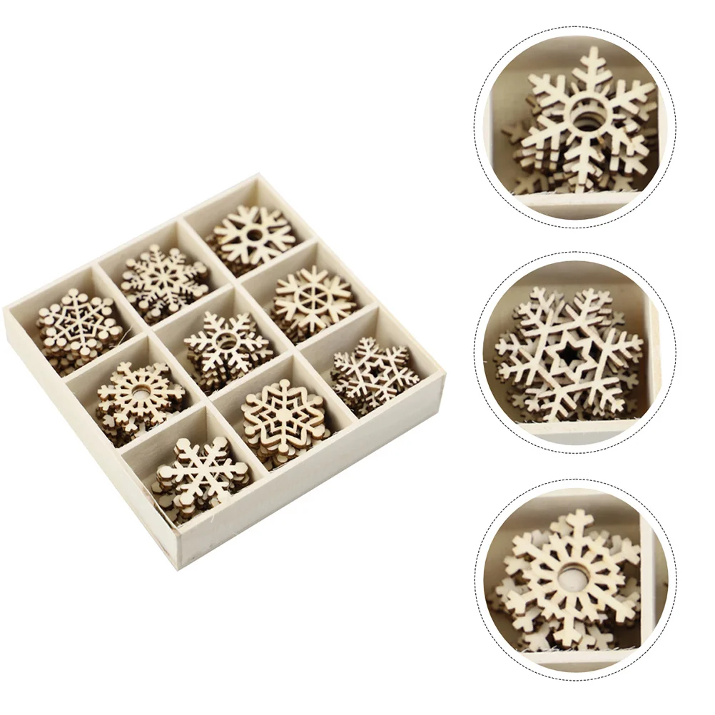 

72Pcs Snowflake Hanging Wooden Crafts Graffiti Mini DIY Pendants Practical Household Wooden Xmas Tree Decorations