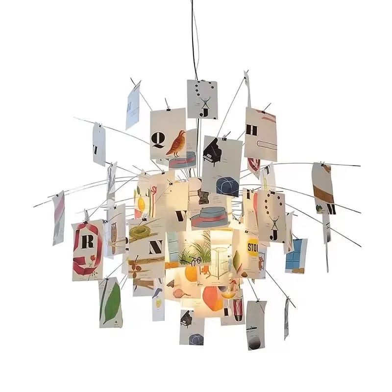 Französisch Stil Zettel Papier Kronleuchter Kunst Ausstellungs halle Wohnzimmer Esszimmer Schlafzimmer DIY Designer Album Anhänger LED-Beleuchtung