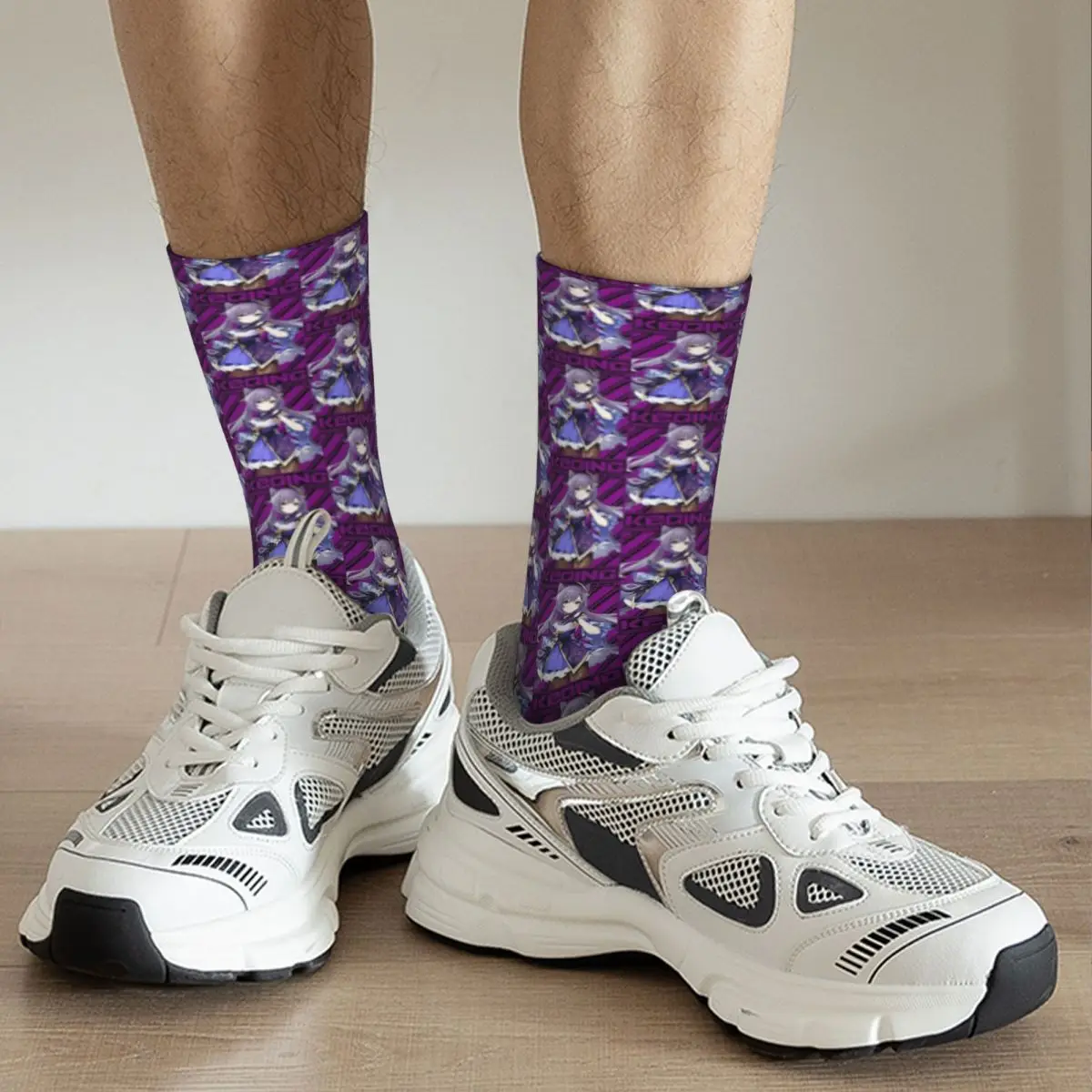 Meias unissex de inverno para ciclismo, Happy Street Style, GENSHIN Impact KEQING TECHNO, Crazy Sock