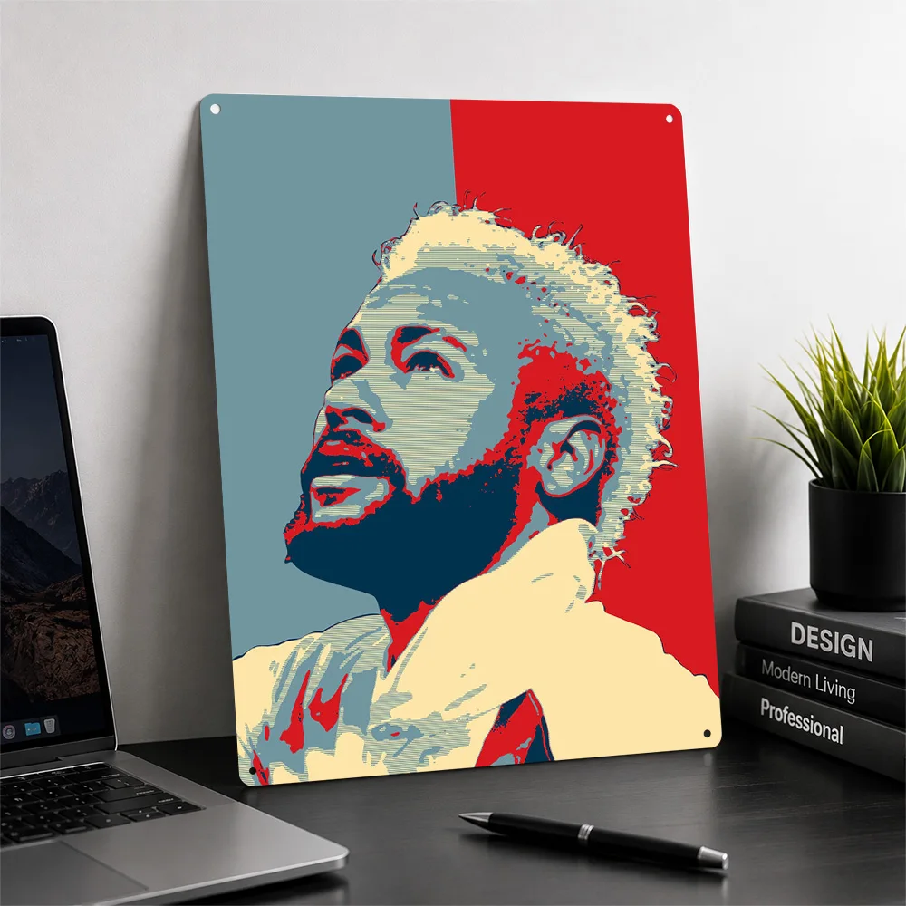Neymar Metal Poster Athletic Wall Art Personalized Vintage Tinplate Sign for Sports Room Man Cave Gym Home Decor Fan Gift Plaque