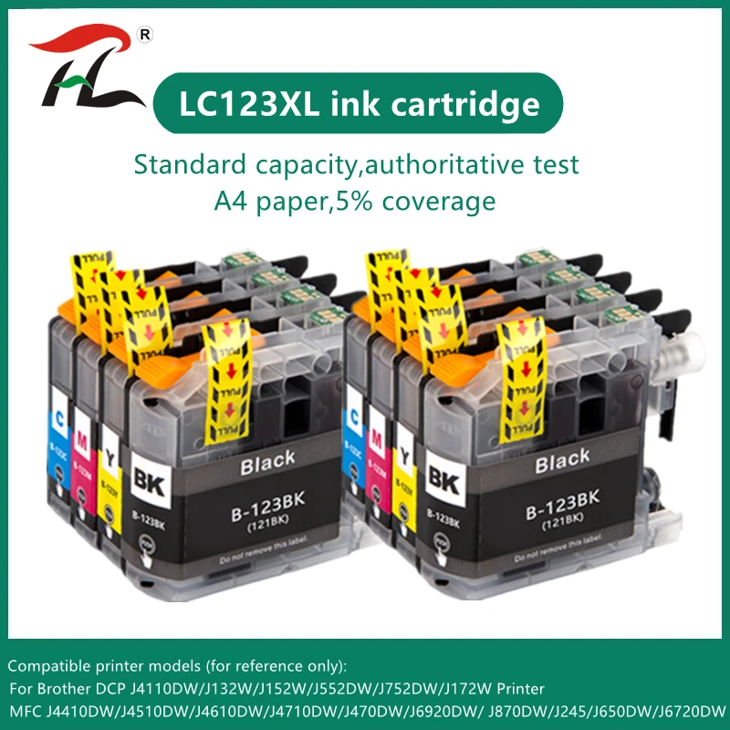 HTL For Brother LC123 Ink Cartridge Compatible For MFC-J4510DW MFC-J4610DW Printer Ink Cartridge LC 123 MFC-J4410DW J4710DW