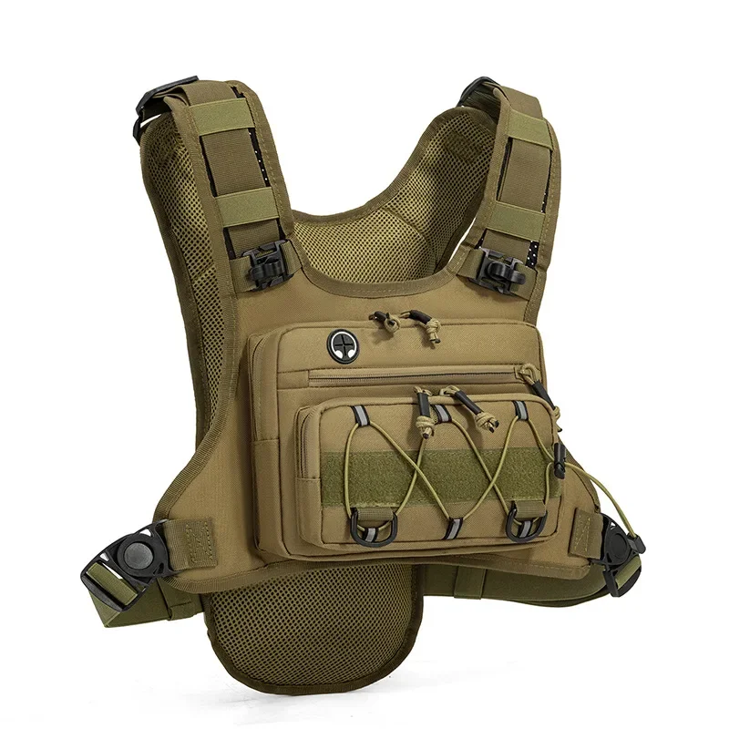

Compact Nylon Chest Rig Bag Heavy-Duty Construction Tool Loops Zippered Compartments for Outdoor Adventures