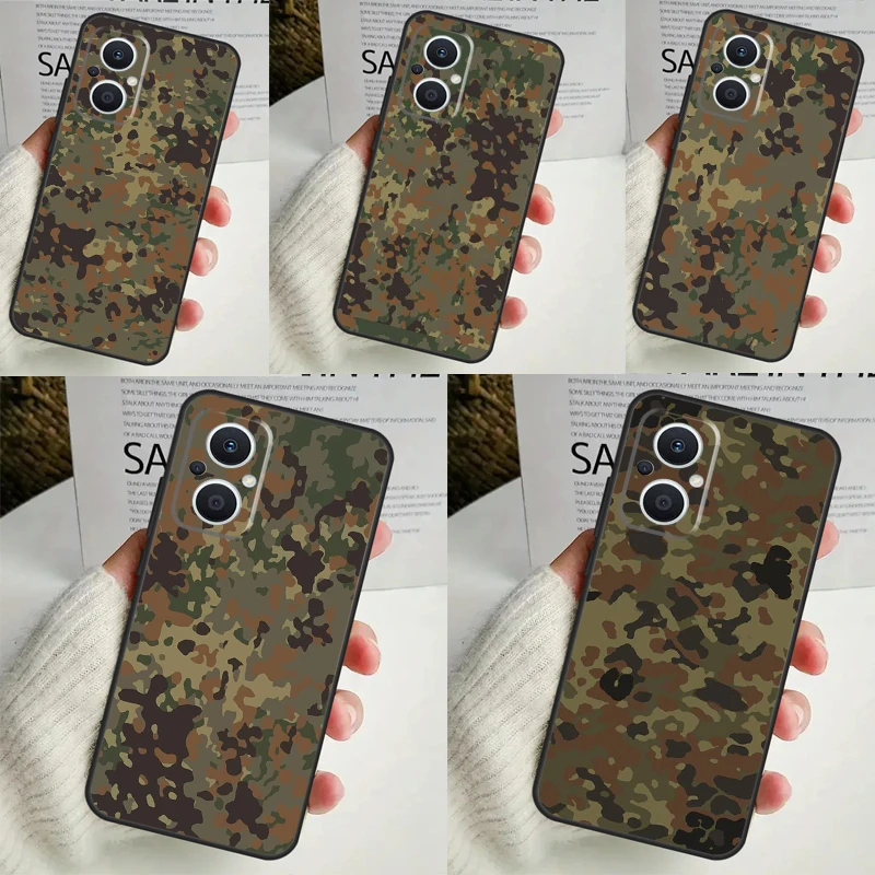 Flecktarn Camouflage Camo For OPPO Reno 11 F 10 Pro 4Z 5Z 8T 4 5 6 7 8 Lite OPPO Find X3 X6 Pro X2 Neo X5 Lite Case