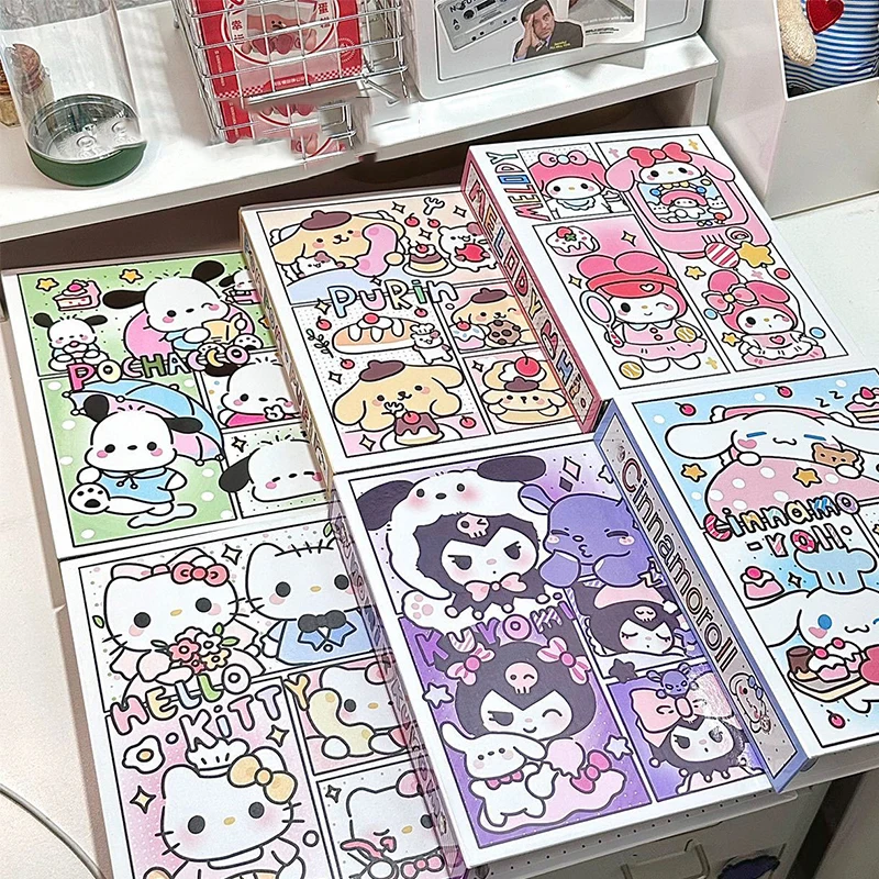 Kawaii Sanrio Hello Kitty Cinnamoroll Kuromi Anime Cartoon Loose Leaf Card Collecting Album Students Toys Festivals Gifts Girls