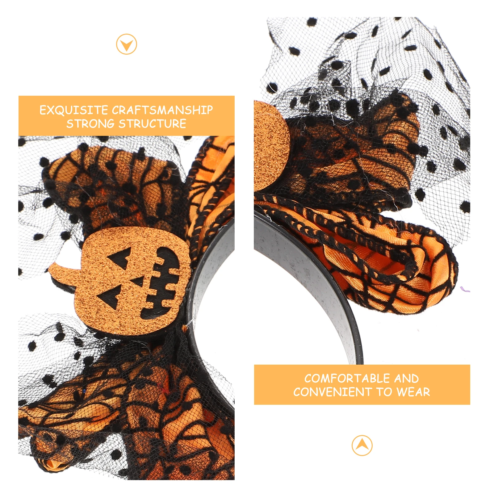 

2 шт., повязки на голову с тыквой, сетчатые повязки для волос с бантом, вечерние декоративные головные уборы для Хэллоуина, аксессуары для волос для косплея, прочные