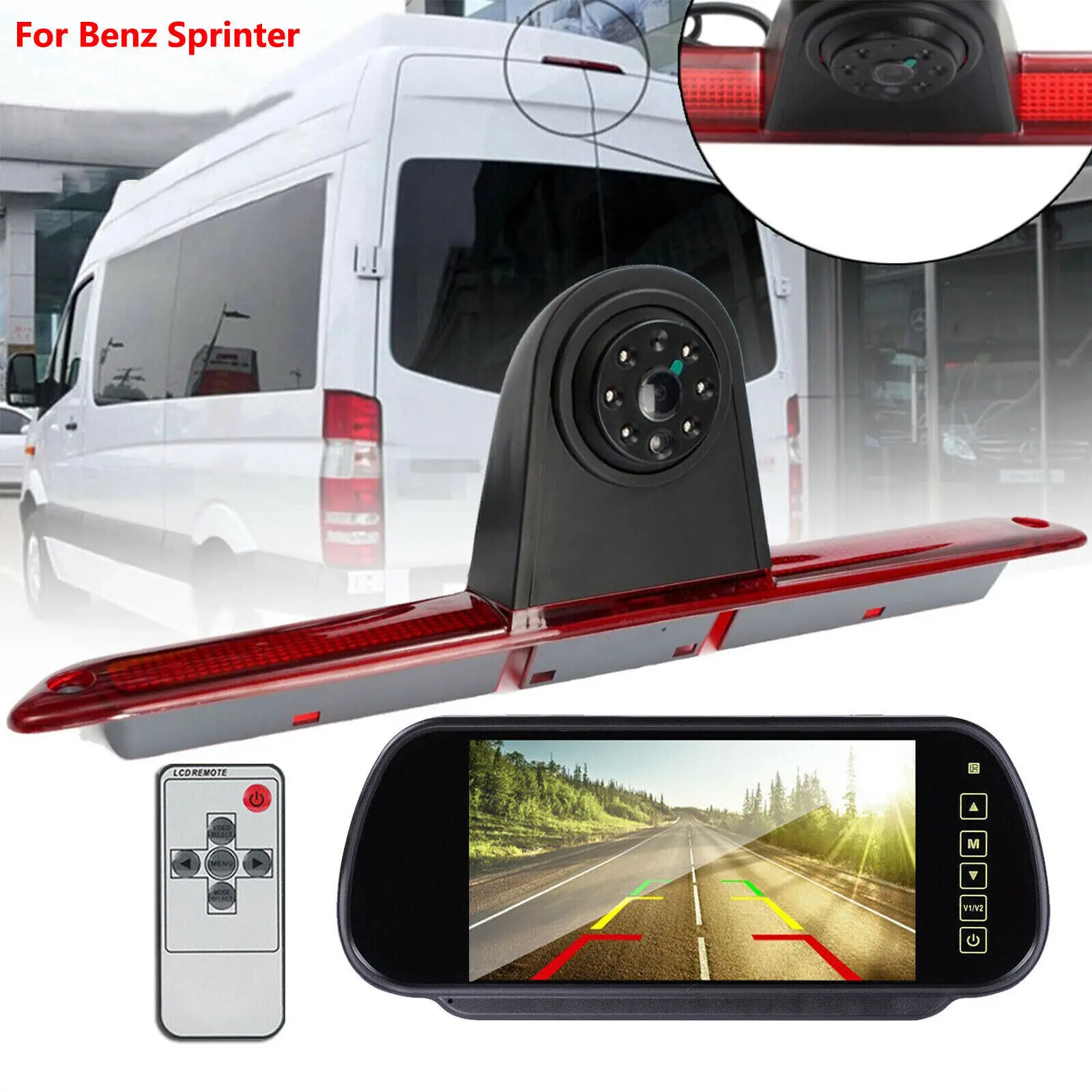 

Brake Light Backup Camera + 7'' Rear View Monitor for Mercedes Benz Sprinter Van