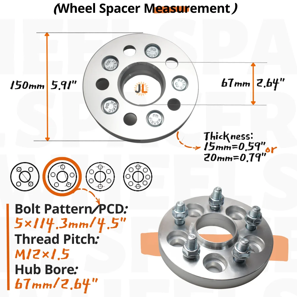 PCD 5X114.3 Hub Bore 67MM for Mazda for Hyundai Kia for Mitsubishi Universal Series Car 5 Lug Wheel Spacers Gasket Qty(2)