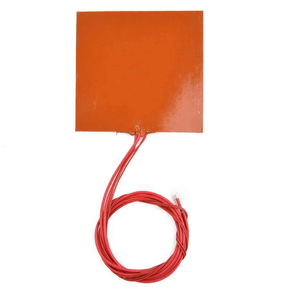 Heating Mat Silicone Heating Pad Tool 100x100mm 1pc Flexible For Printer Heated Bed Orange Square High Quality