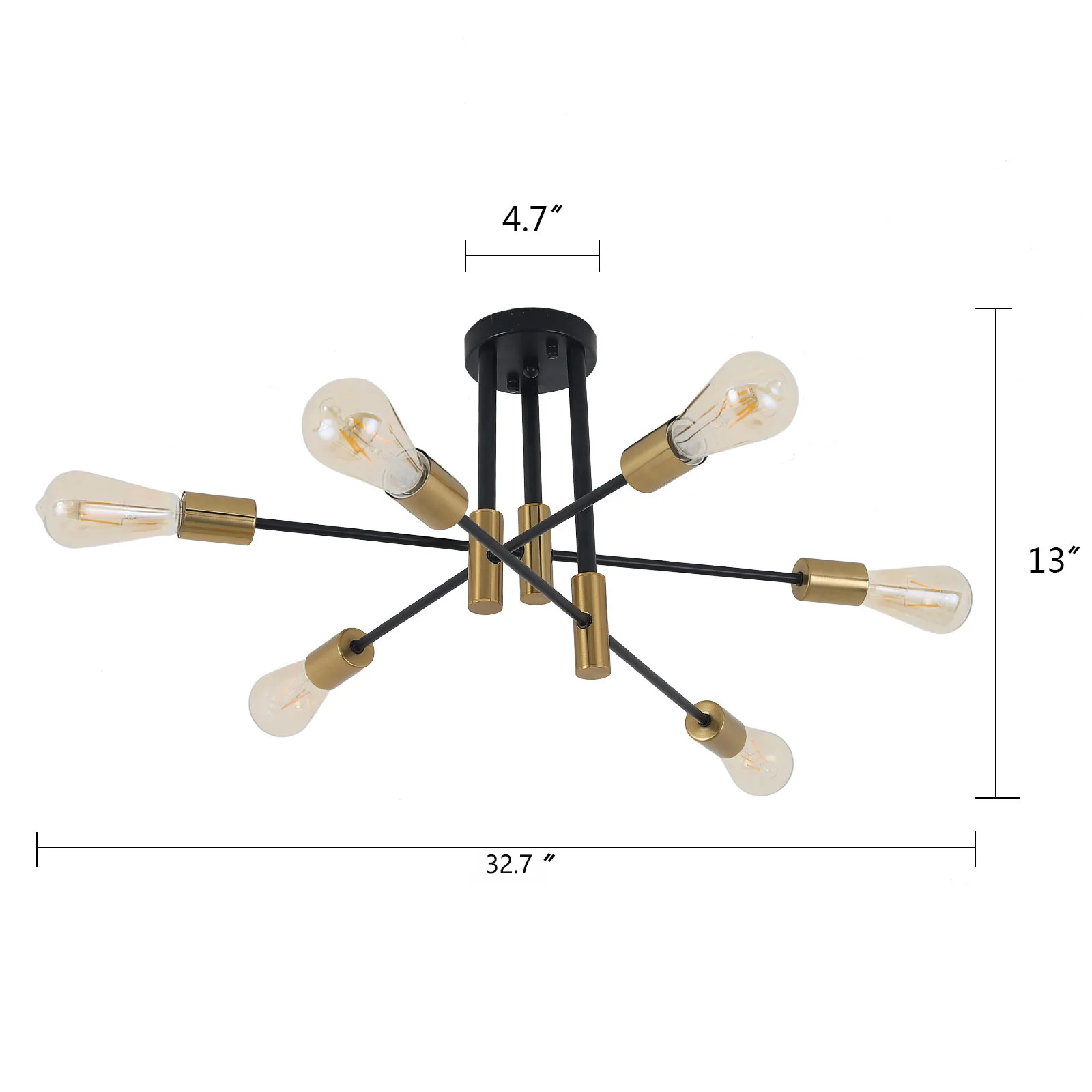 Candelabro de cristal de 6 luces, luz de techo empotrada, lámpara colgante para sala de estudio