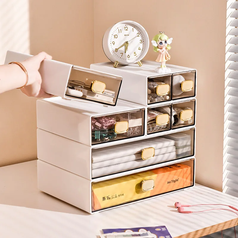 

Desktop Transparent Storage Box, Drawer Style Desk, Dormitory Office Stationery, Cosmetics Storage Box, Debris Storage Rack